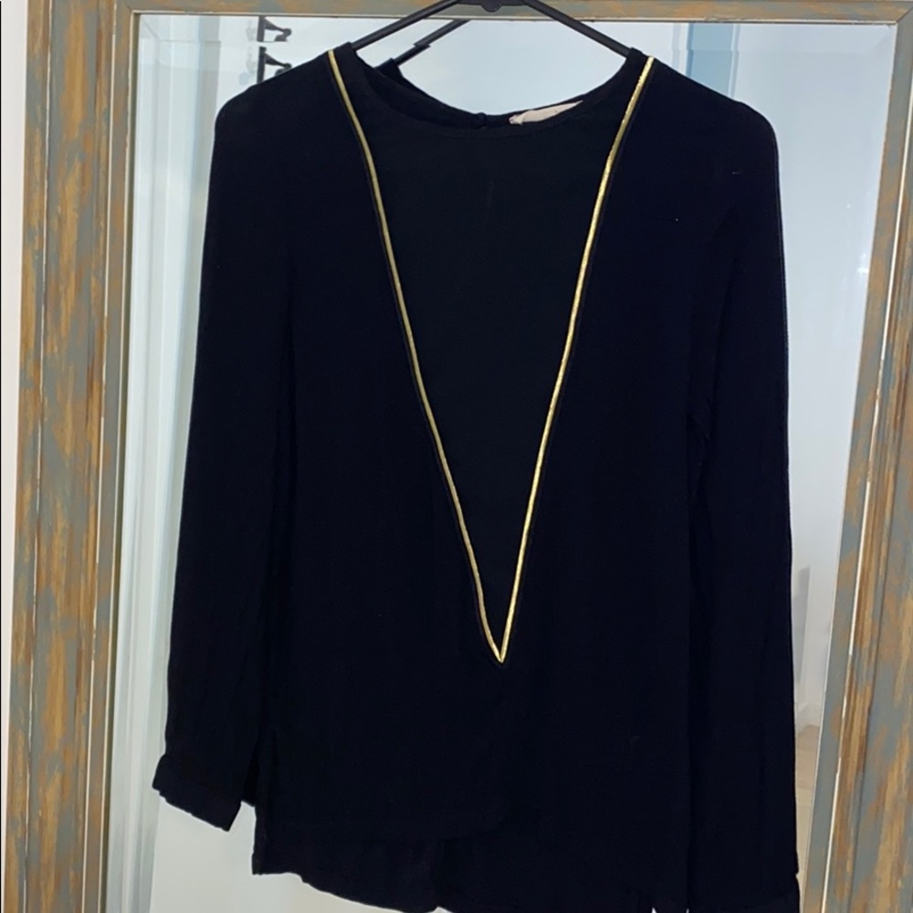 Sophie rue black and gold full sleeve blouse